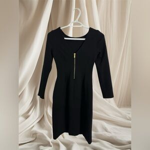 Fitted black formal dress long sleeve